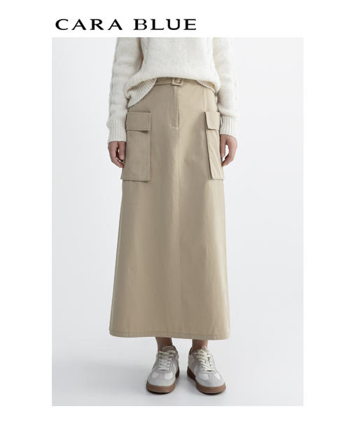 CARA BLUE卡其色休闲工装半裙 商品图2