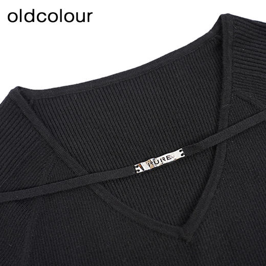 oldcolour设计感针织衫秋季新款V领修身套头打底衫女O34052406 商品图4