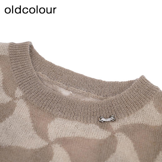 oldcolour圆领套头针织衫秋季新款宽松时尚短款毛衣女O33052342 商品图2
