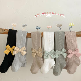 【母婴用品】春秋季婴儿打底袜纯色蝴蝶结连体袜