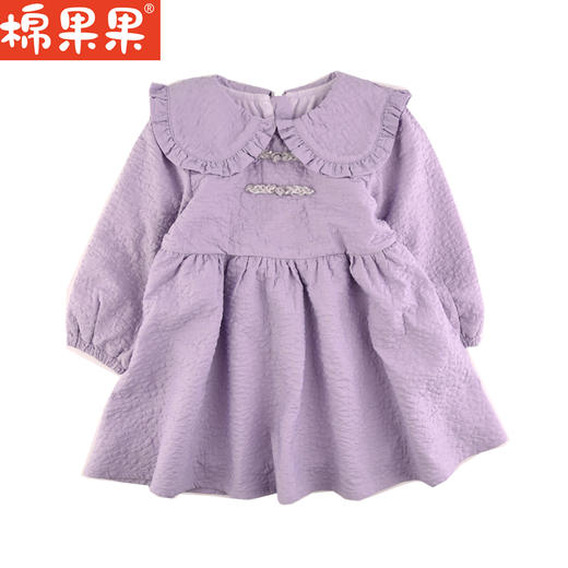 棉果果冬季新品女童水晶绒大翻领连衣裙M422700423612 商品图1