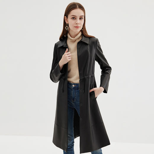 EITIE爱特爱冬季新款气质修身显瘦中长款羊皮革大衣皮衣7293918 商品图3