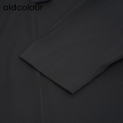 oldcolour黑色简约连衣裙秋季新款直筒显瘦长袖中长裙女O32103253 商品图2