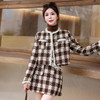 秋冬新款，气质千鸟格拼接貂毛白鸭绒两件套HR-YJLY8067 商品缩略图4