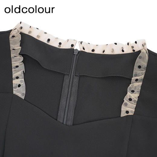 oldcolour法式连衣裙秋季新款气质网纱拼接中长裙女GO31103858 商品图2