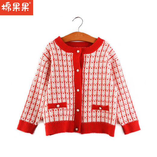 棉果果春季新品女童提花针织开衫毛衣M522161523656 商品图1