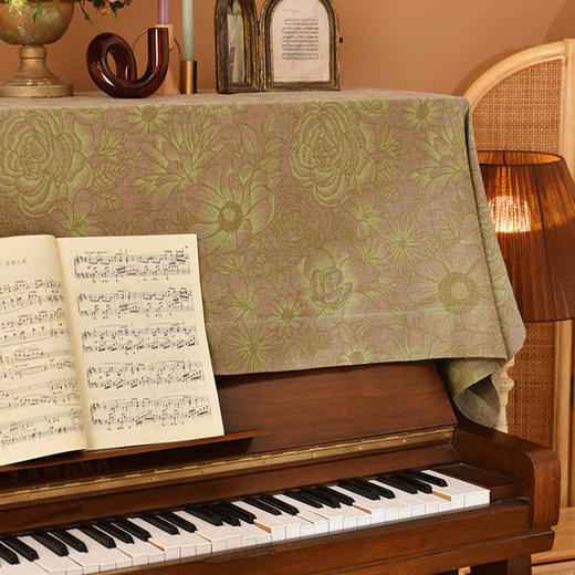 复古花卉提花钢琴巾钢琴凳罩北欧现代简约钢琴罩全罩新款钢琴巾 商品图1