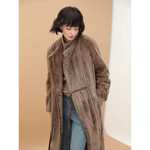 COCOBELLA中古风环保皮草外套女冬细腻加厚毛绒长款大衣WL53 商品图3