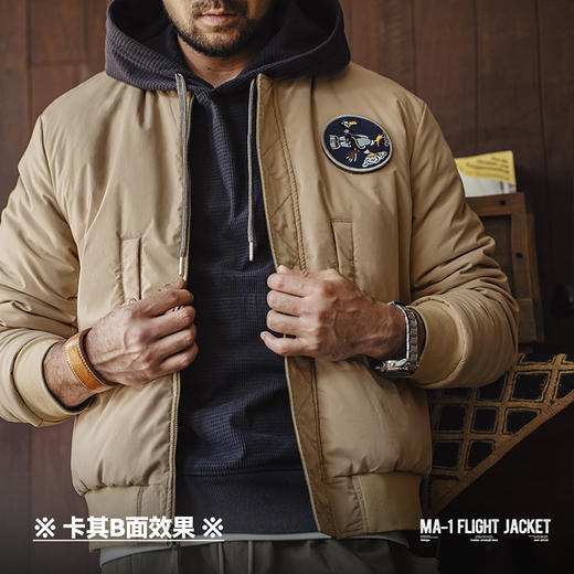马登工装 美式复古双面穿MA1飞行员夹克棉服夹棉棒球服上衣外套男 商品图3