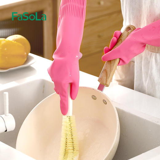 FaSoLa洗碗手套女厨房家用家务清洁防水橡胶皮耐用型洗衣服乳胶 商品图4