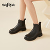 Safiya/索菲娅2023冬季新品复古擦色真皮粗跟及踝切尔西软底短靴 SF34116043/SF34118043 商品缩略图4