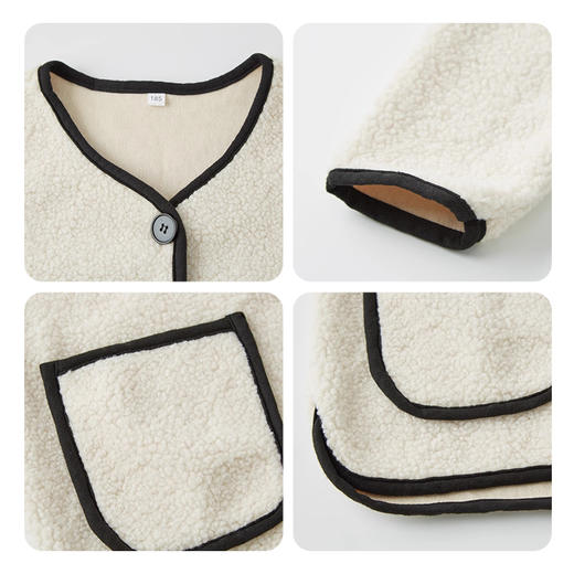 茧墨 撞色小香风仿羊羔绒外套 商品图7