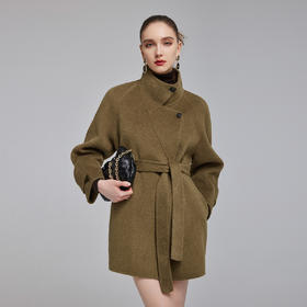 NH925斯尔丽23冬季新款设计感领时尚系腰带显高显瘦双面呢大衣