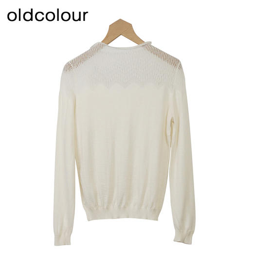 oldcolour设计感套头针织衫秋季新款镂空拼接半高领打底O34052425 商品图3