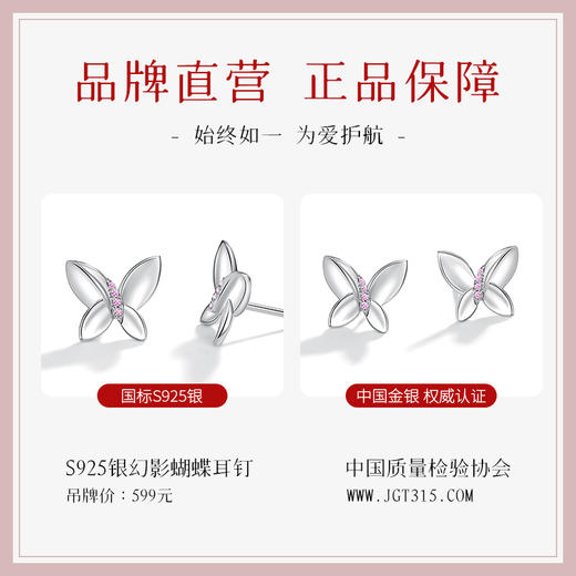 Winy925纯银幻影蝴蝶耳钉送女友闺蜜节日生日礼物 商品图1