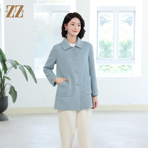 佐尔美秋冬新款 气质优雅鳞片羊毛双面呢大衣女E14SM08 商品图2