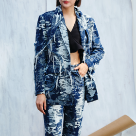 LIYIHAN 洗水牛仔西装外套 Y233T09050