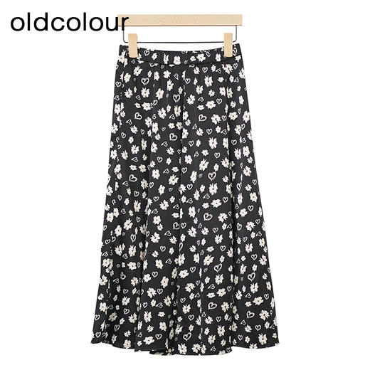 oldcolour碎花半身裙秋季新款复古高腰A字显瘦中长裙GO31063851 商品图1