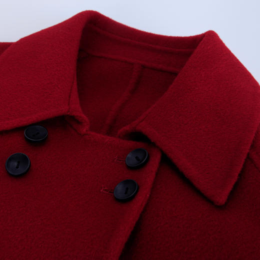 NH924斯尔丽23冬季新款装饰扣时尚翻领系腰带小个子双面呢大衣 商品图4