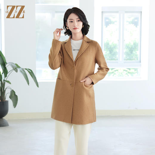 佐尔美秋冬新款 气质优雅鳞片羊毛双面呢大衣女E14SM09 商品图2