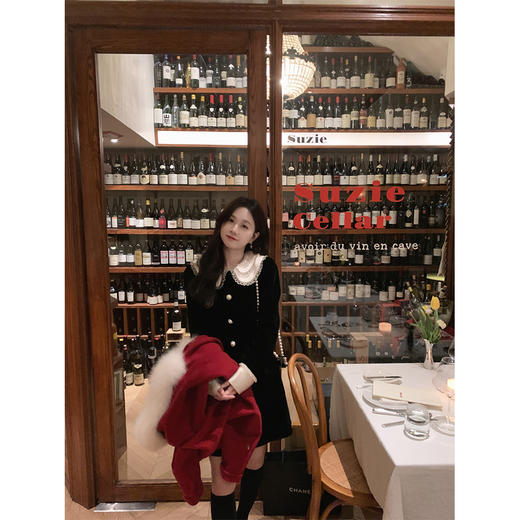 金蘑菇菇  diamond裙裙  晚安吻miu系丝绒组 / 迷人复古小黑裙 商品图1