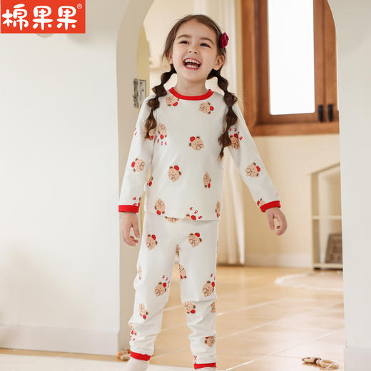 棉果果冬季新品内衣家居5A抗菌中小童80-130码套头套装家居服套装M501302423703 商品图0