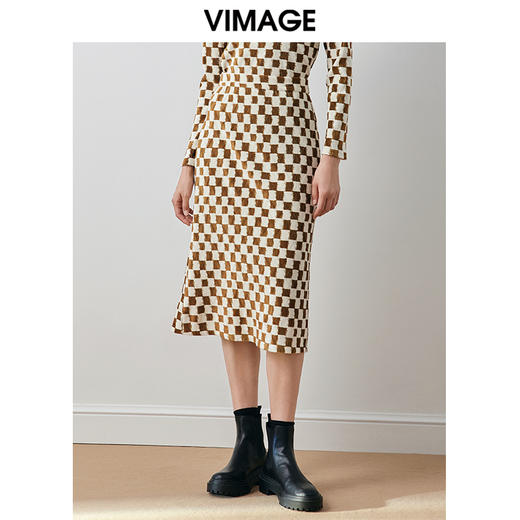 VIMAGE纬漫纪冬季新款气质修身显瘦高腰半身裙V2006625 商品图0