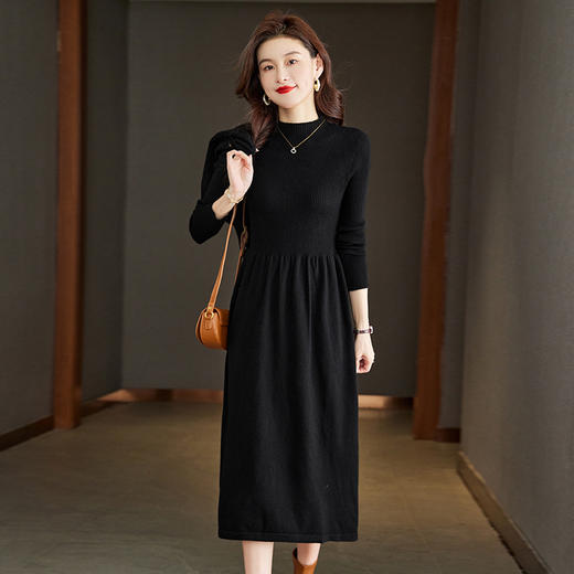 针织马甲配连衣裙两件套，洋气质毛衣裙子套装CC-22-8283 商品图3