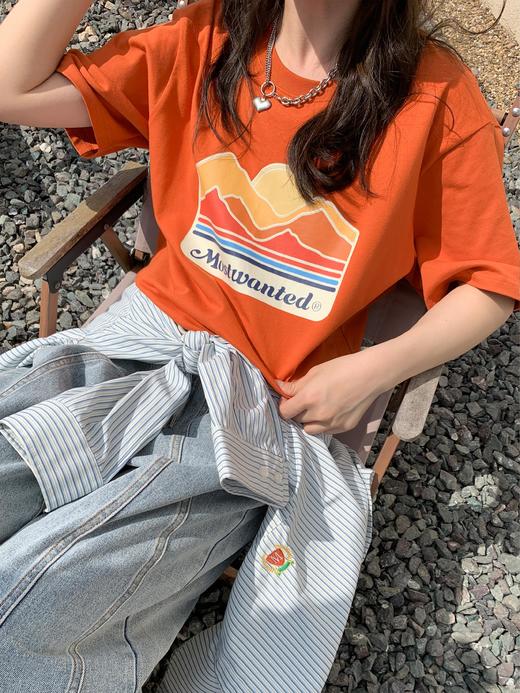 mostwantedlab彩虹/MWL-2312048/风景画石头拉浆印花短袖 商品图1