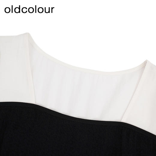 oldcolour法式气质连衣裙秋季新款撞色拼接长袖中长裙GO31103855 商品图2