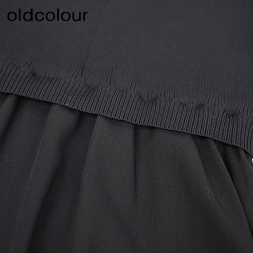 oldcolour长袖针织连衣裙秋季新款A字宽松圆领中长裙女O32106219 商品图4