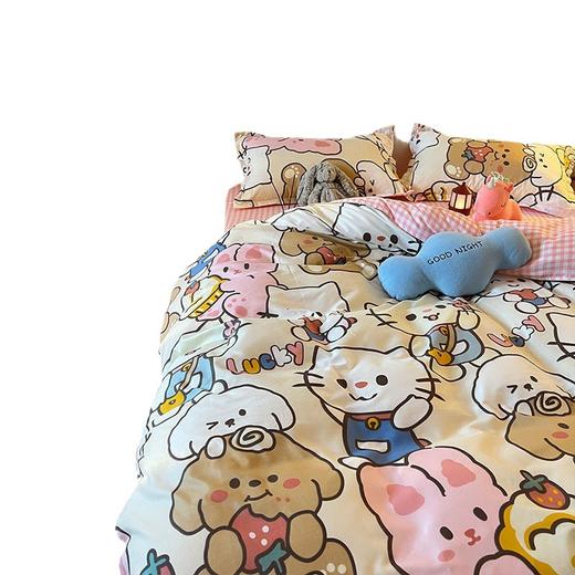 【床上三件套装！ins少女心卡通被套】粉色格子床单床上用品，温暖如初的少女心。清新粉色 悄然安放迷人魅力 少女心卡通被套，多种款式选择 学生宿舍必备时尚床上用品 商品图12