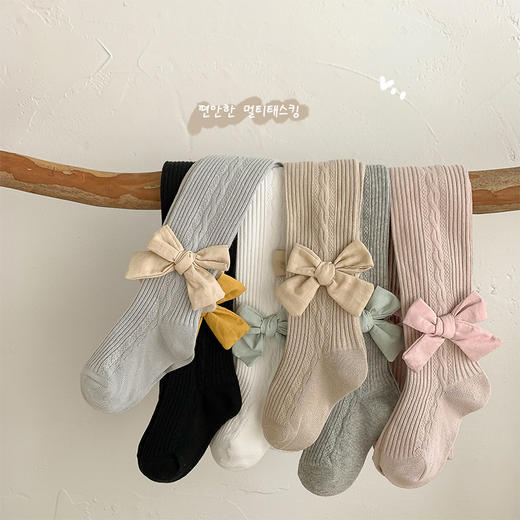 【母婴用品】春秋季婴儿打底袜纯色蝴蝶结连体袜 商品图3