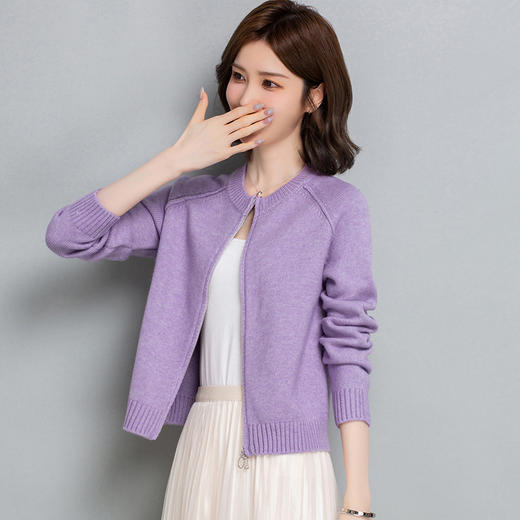 时尚洋气短款，高腰拉链棒球服针织开衫外套CC-tbrk-23180 商品图1