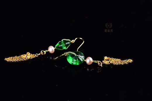 【绿影】绿琉璃珍珠耳坠   zx2310055 商品图4