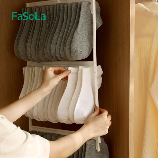 FaSoLa袜子收纳神器内衣内裤收纳盒挂壁家用衣柜子学生宿舍悬挂晾袜架 商品图3