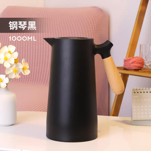 【超大容量！饮水的理想搭档】北欧家用保温壶木手柄玻璃内胆热水壶大容量咖啡壶礼品壶，木质把手设计，牢固耐用，缩口设计，提供保温效果。ry 商品图5
