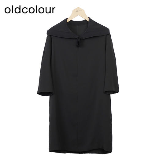 oldcolour黑色简约连衣裙秋季新款直筒显瘦长袖中长裙女O32103253 商品图0