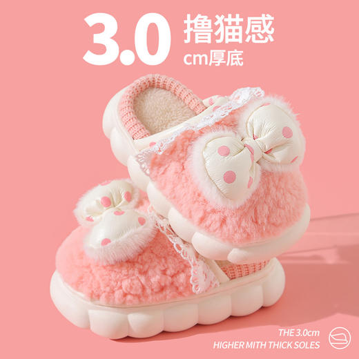 【萌拖来袭温暖冬日！卡通可爱棉拖】冬季儿童保暖加绒包跟毛毛棉拖鞋；卡通立体图案 懵动可爱 生动形象；柔暖舒适鞋底 满足宝宝好动需求；保暖毛绒内里 让双脚暖和起来；精密侧缝线 环保耐用 经久耐磨 商品图2