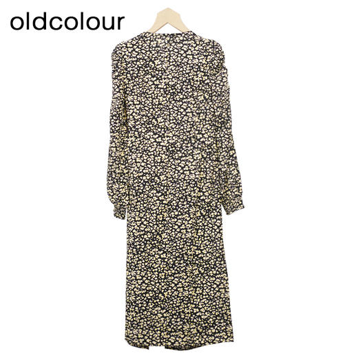 oldcolour复古气质碎花裙秋季新款V领高腰显瘦中长裙GO31103006 商品图1