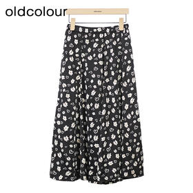 oldcolour碎花半身裙秋季新款复古高腰A字显瘦中长裙GO31063851