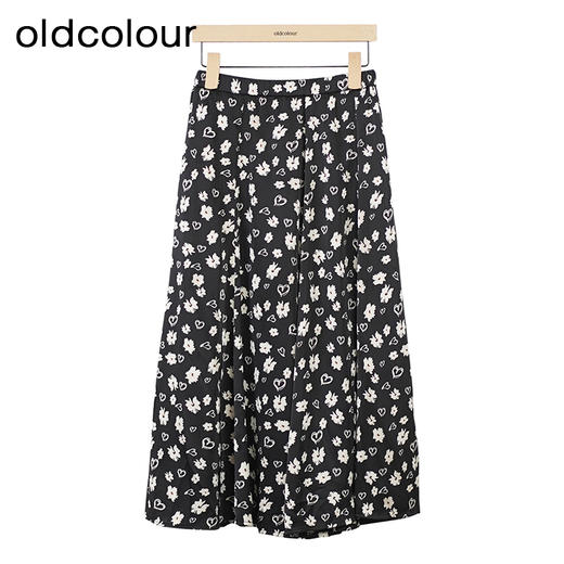 oldcolour碎花半身裙秋季新款复古高腰A字显瘦中长裙GO31063851 商品图0