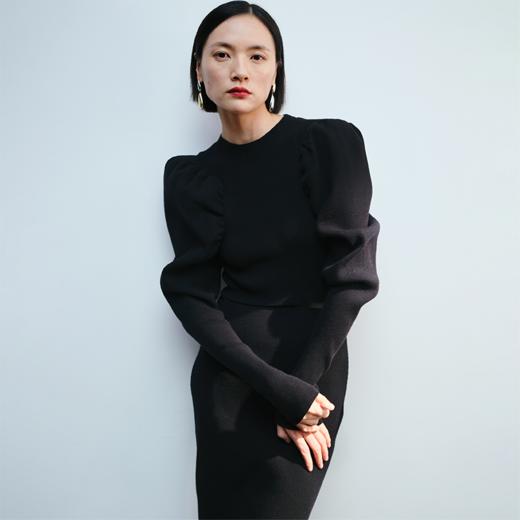 LIYIHAN 泡泡袖毛织连衣裙 Y233M04390 商品图0