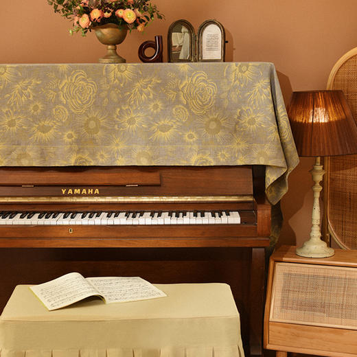 复古花卉提花钢琴巾钢琴凳罩北欧现代简约钢琴罩全罩新款钢琴巾 商品图0