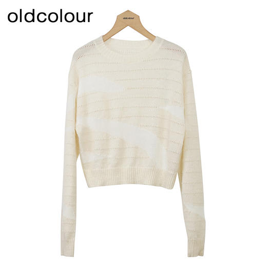 oldcolour设计感镂空针织衫秋季新款简约短款套头毛衣女O34052456 商品图0