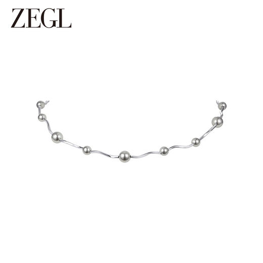 ZEGL灰色人造珍珠项链女款轻奢小众高级感锁骨链黑玛瑙秋冬毛衣链 商品图1