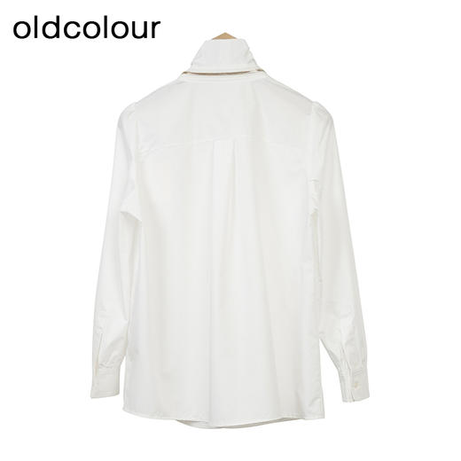 oldcolour白色简约衬衫秋季新款围巾领设计感通勤上衣女O33013367 商品图1