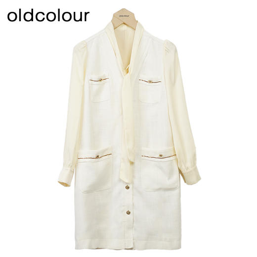 oldcolour小香风连衣裙秋季新款飘带气质高级感短裙女O33103380 商品图1