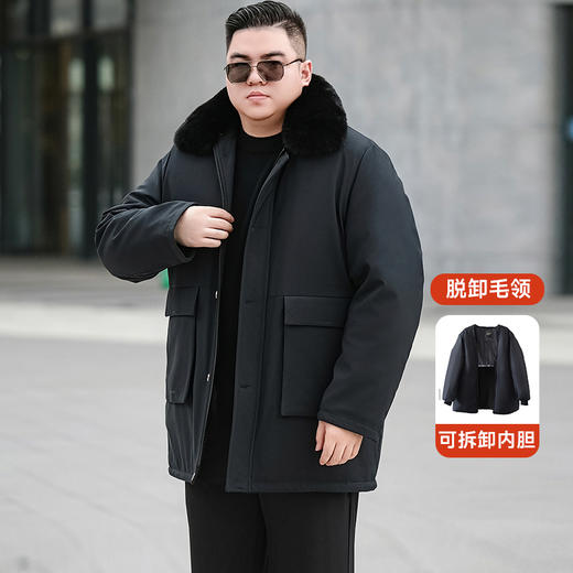 【圈】【可拆卸内胆】【新款DTX】大依优型大码棉服棉衣可拆卸内胆可拆卸毛领翻领外套加肥加大上衣男士外套胖子 商品图0