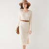 Avann纯羊毛V领-木耳边长裙羊毛女 新款洋气针织裙 商品缩略图0